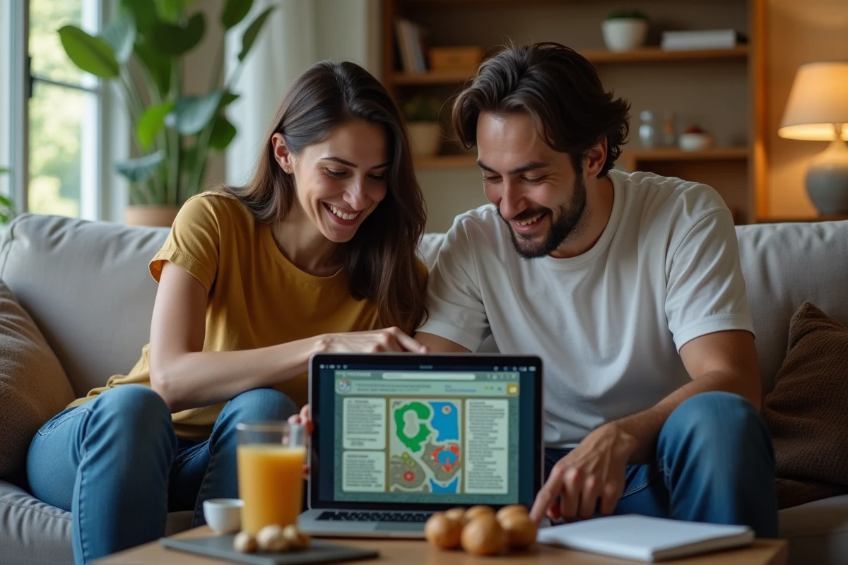 Deux amis consultant un guide de quête en ligne pour résoudre l'occasion fait le larron sur Dofus