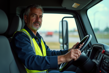 Conducteur de camion en cabine moderne et détendue