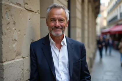 Célébrité masculine française dans la rue à Paris