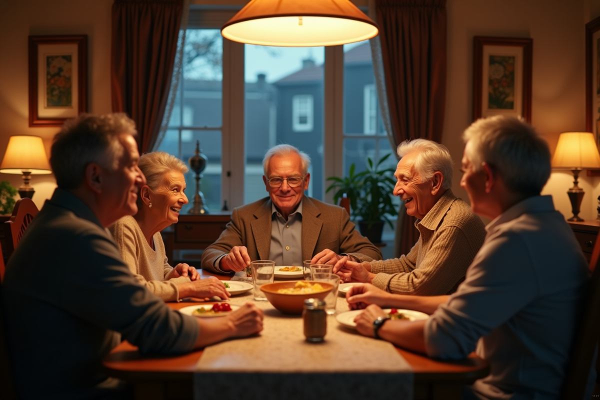 Famille multigeneration partageant un repas convivial
