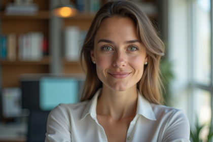 Jeune femme confiante dans un espace de travail moderne