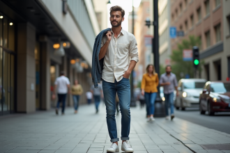 Homme décontracté dans la ville avec style moderne