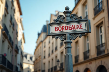 Panneau postal de Bordeaux avec architecture traditionnelle