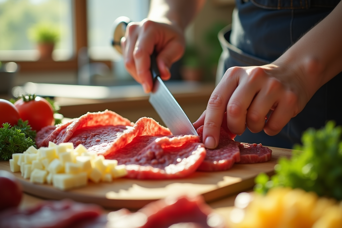 Mains préparant un repas sain riche en B12